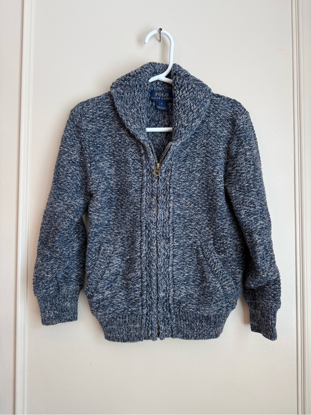 Polo by Ralph Lauren Boys Marled Zip-Up Shawl Collar Sweater